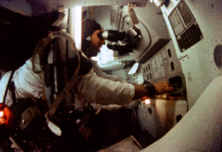 Jim Lovell and a cramped capsule view